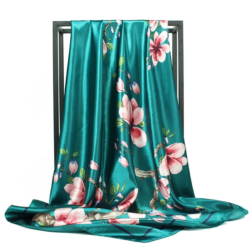 Women's Vintage Style Streetwear Color Block Satin Kerchief