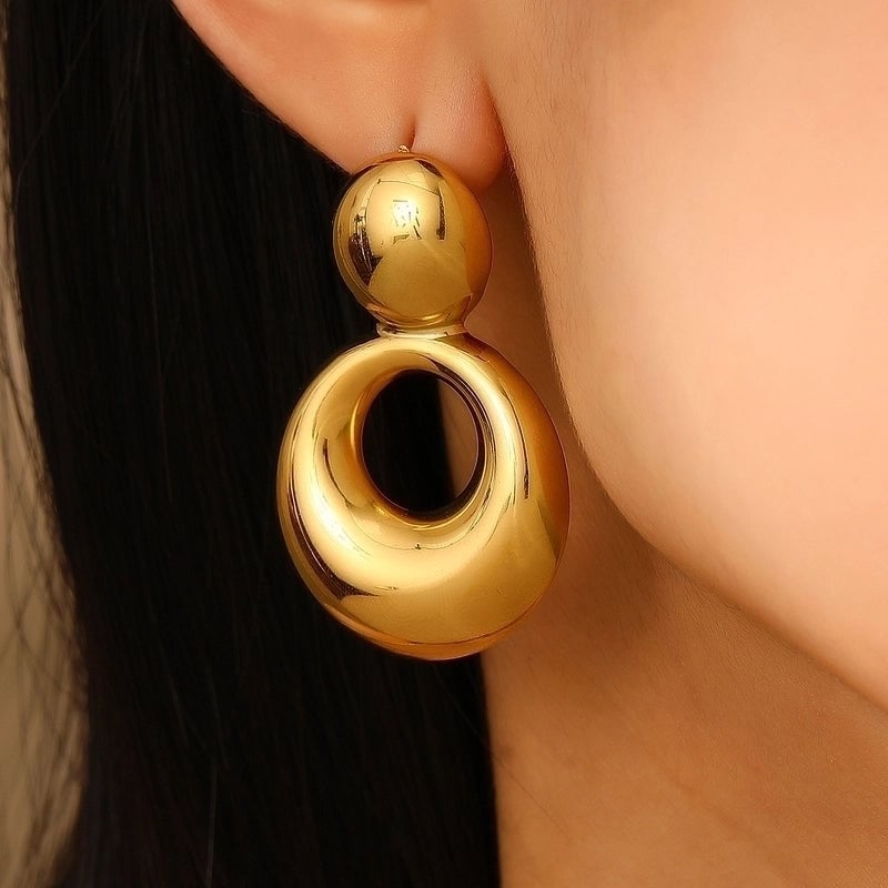 1 Pair Casual Minimalist Streetwear Geometric Plating 304 Stainless Steel Drop Earrings