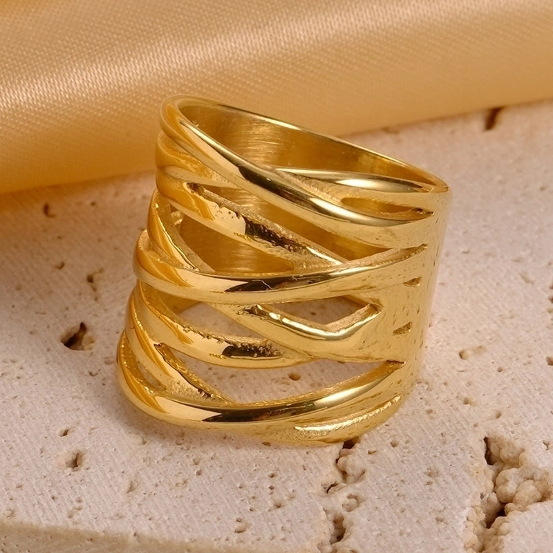 304 Stainless Steel 14K Gold Plated Modern Style Minimalist Classic Style Plating Solid Color Rings