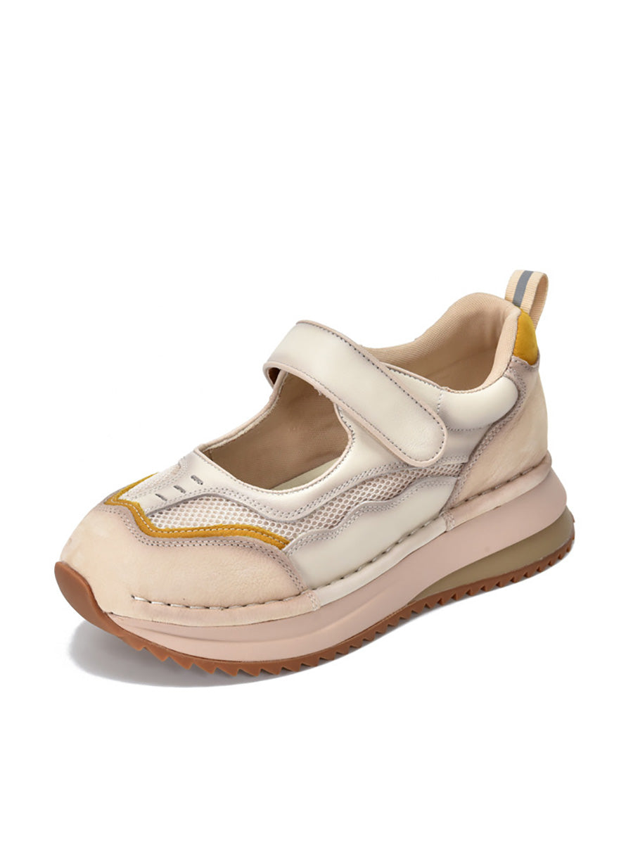 Women Casual Summer Leather Spliced Platform Shoes