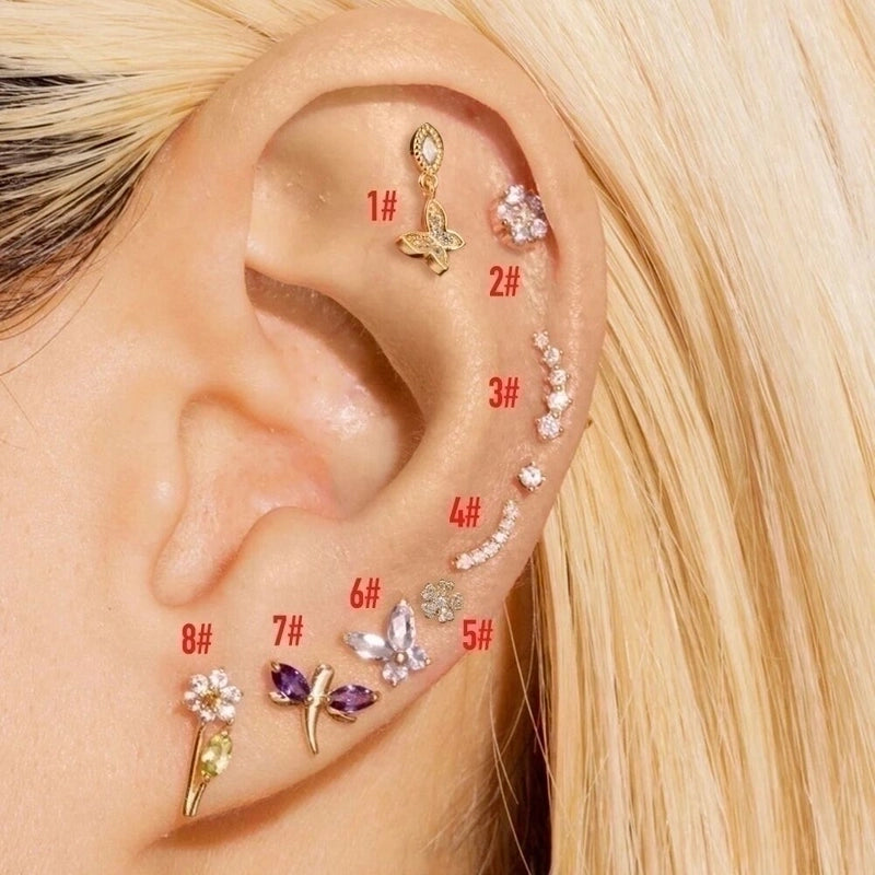 1 Piece Minimalist Classic Style Geometric Butterfly Inlay Copper Zircon Ear Studs