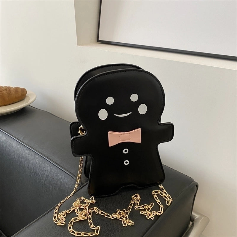 Women's Pu Leather Cartoon Character Cute Oval Zipper Shoulder Bag