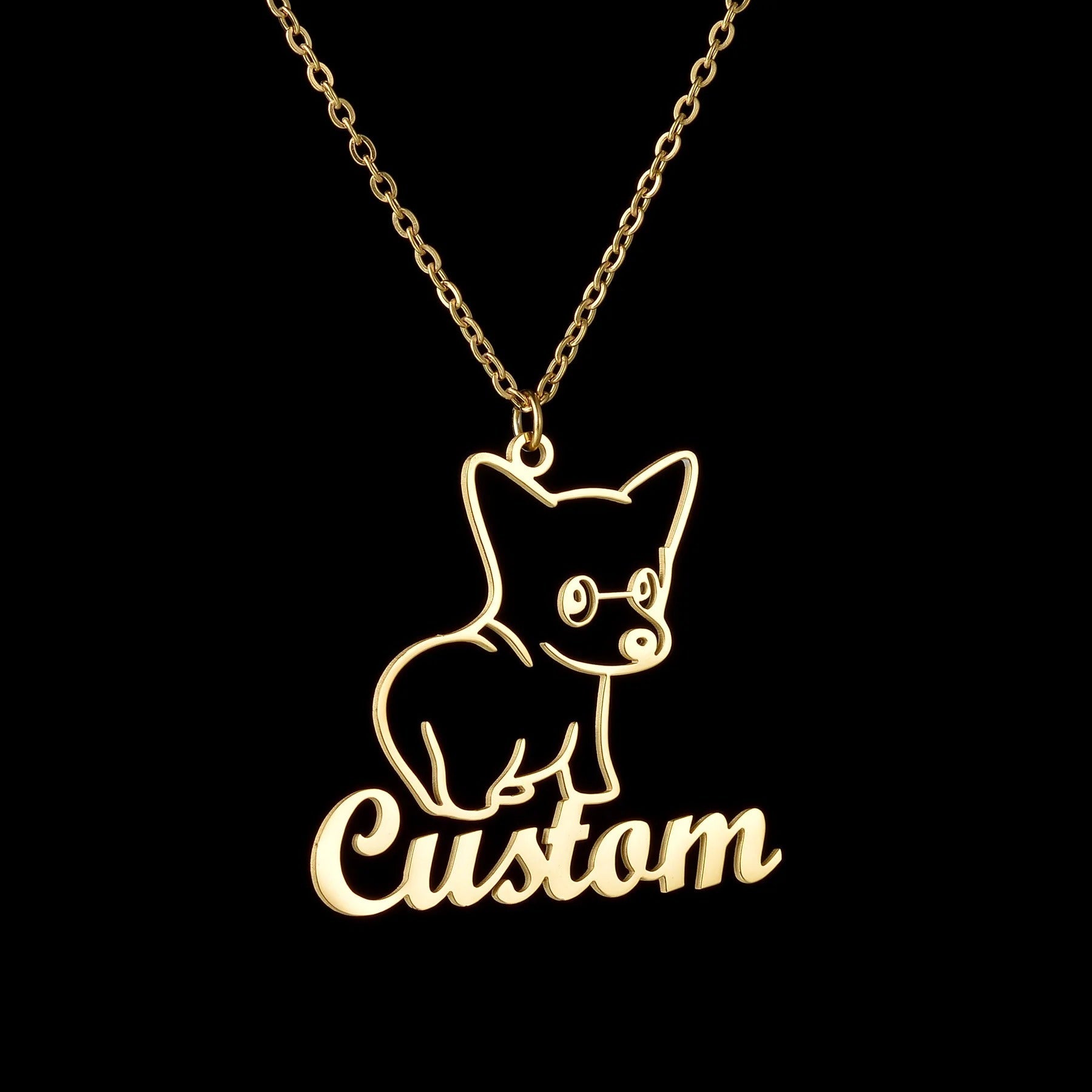Custom Animal Outline Pendant Necklace With Name Design