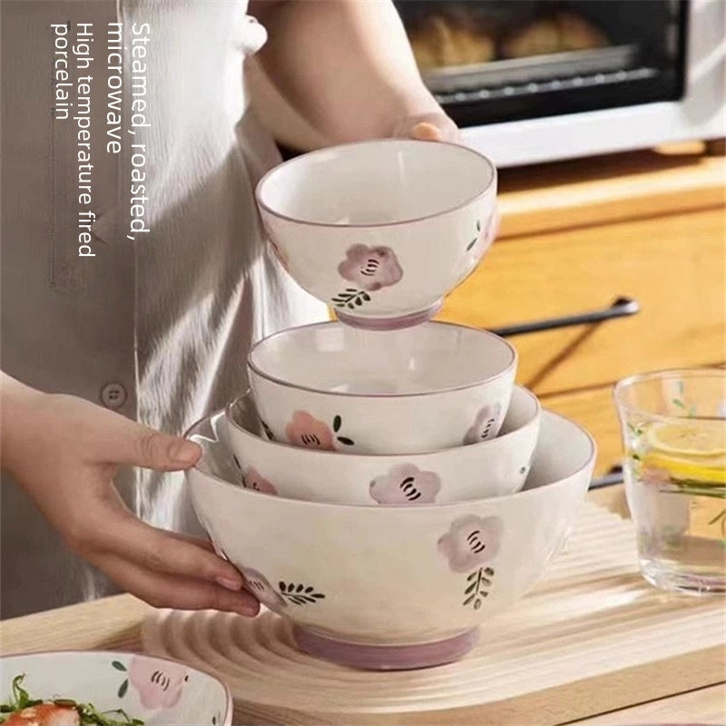 Purple Ceramic Bowl And Dish Set Household  Bowl And Dish Fresh Dinner Housewarming Dish Bowl And Chopsticks Set