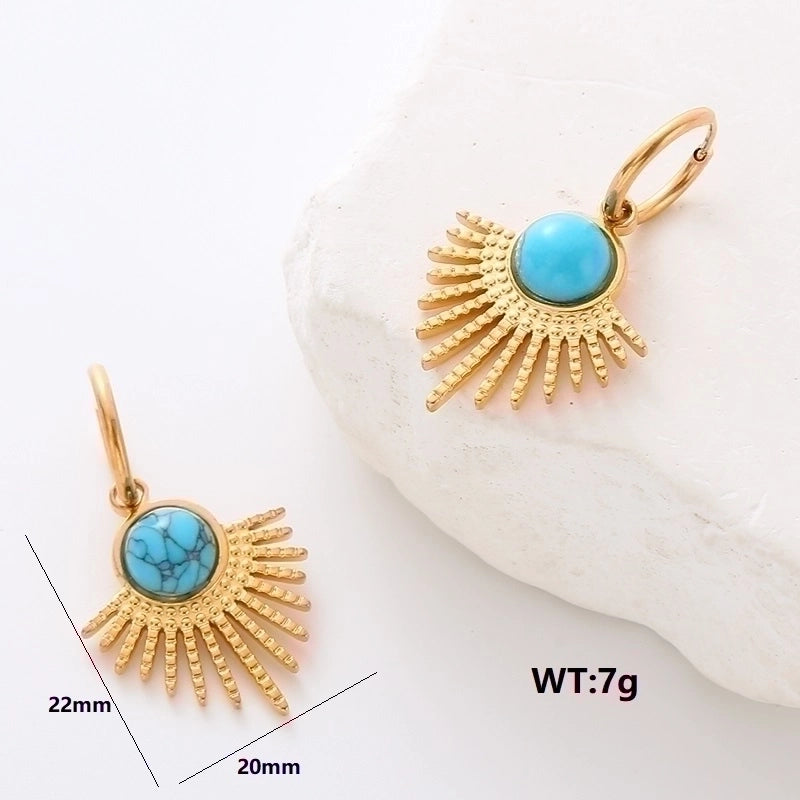 1 Pair Commute Solid Color Plating Inlay 304 Stainless Steel Turquoise 18K Gold Plated Earrings Ear Studs