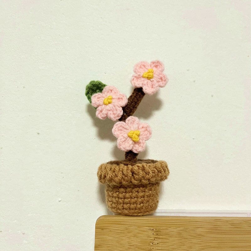 Handmade knitted flowers