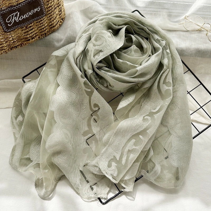 Women's Elegant Solid Color Satin Silk Scarves