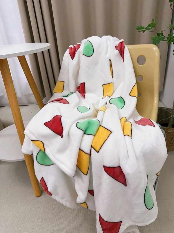 In Stock | Style Autumn And Winter Thickened Cartoon Crayon Small New  Casual Plush Blanket Dormitory Bed Sheet