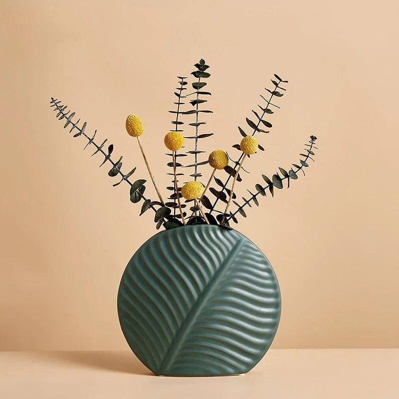 Leaf Slim Ceramic Vase - Green