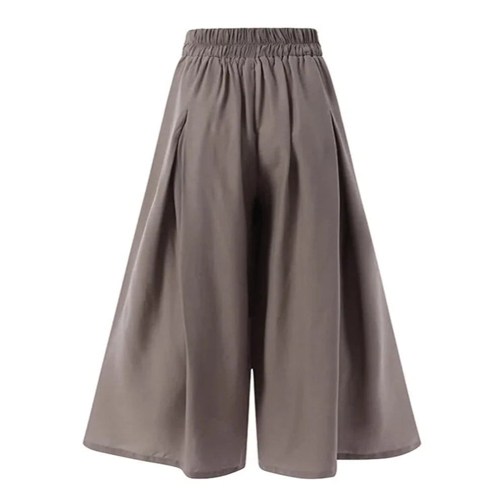 Elegant High Waist Solid Work Loose Trousers