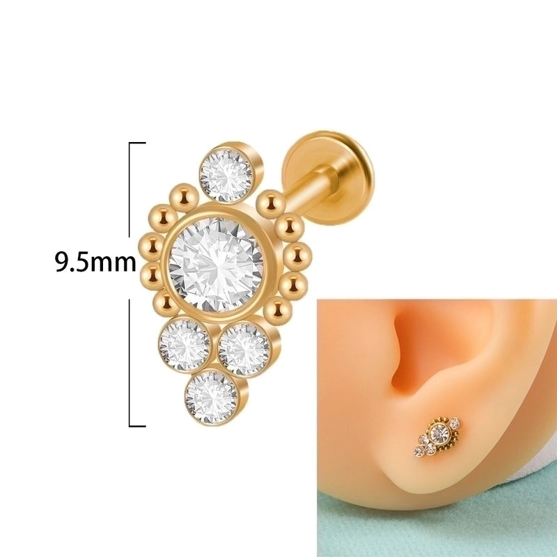 1 Piece Lip Rings Casual Elegant Minimalist Geometric 304 Stainless Steel Plating Inlay Rhinestones 18K Gold Plated