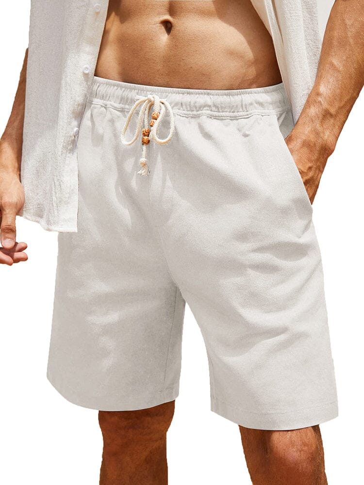 Casual Elastic Waist Linen Holiday Shorts (US Only)