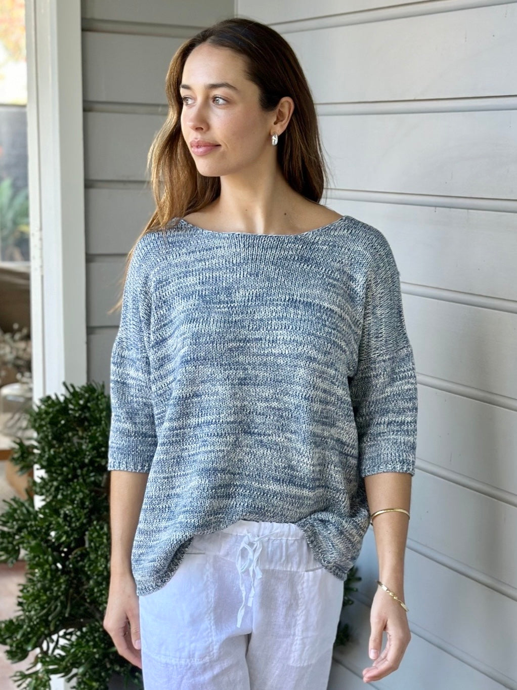 avery knit top-denim mix