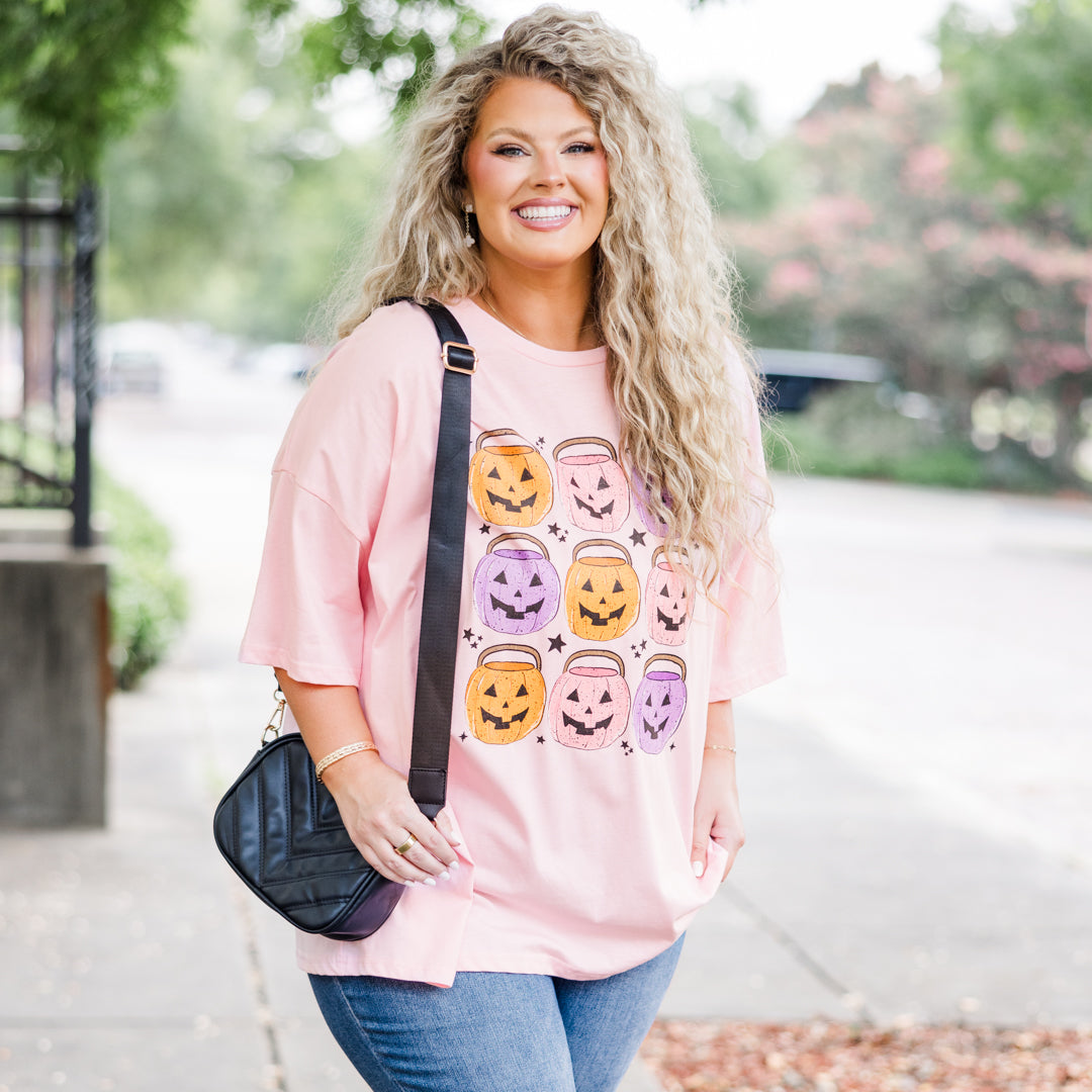 Only Treats Boyfriend Tee. Cream Pink