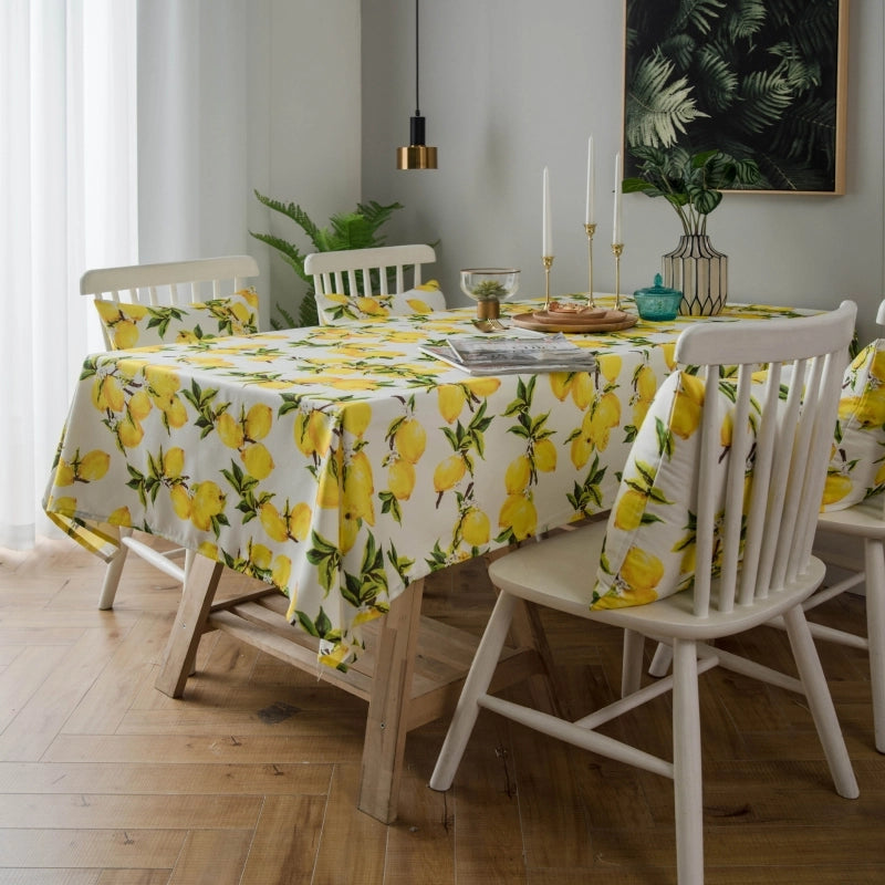 Tablecloth Fabric Waterproof Lemon Printing Small Fresh Yellow  Internet Celebrity Table Mat Coffee Table Tablecloth