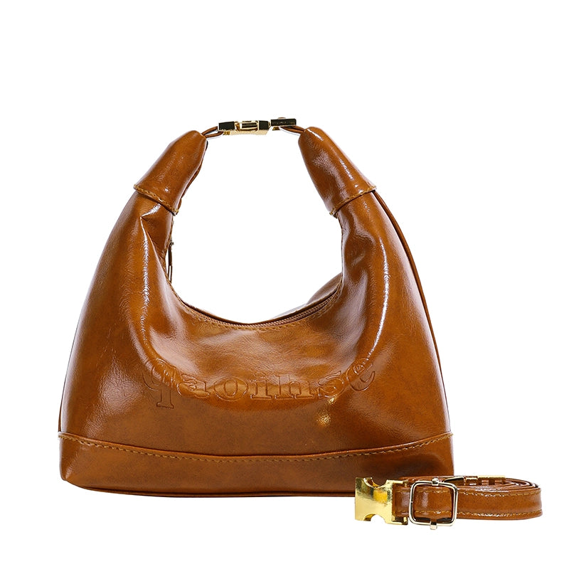 Women's Medium Pu Leather Solid Color Streetwear Dumpling Shape Zipper Crossbody Bag