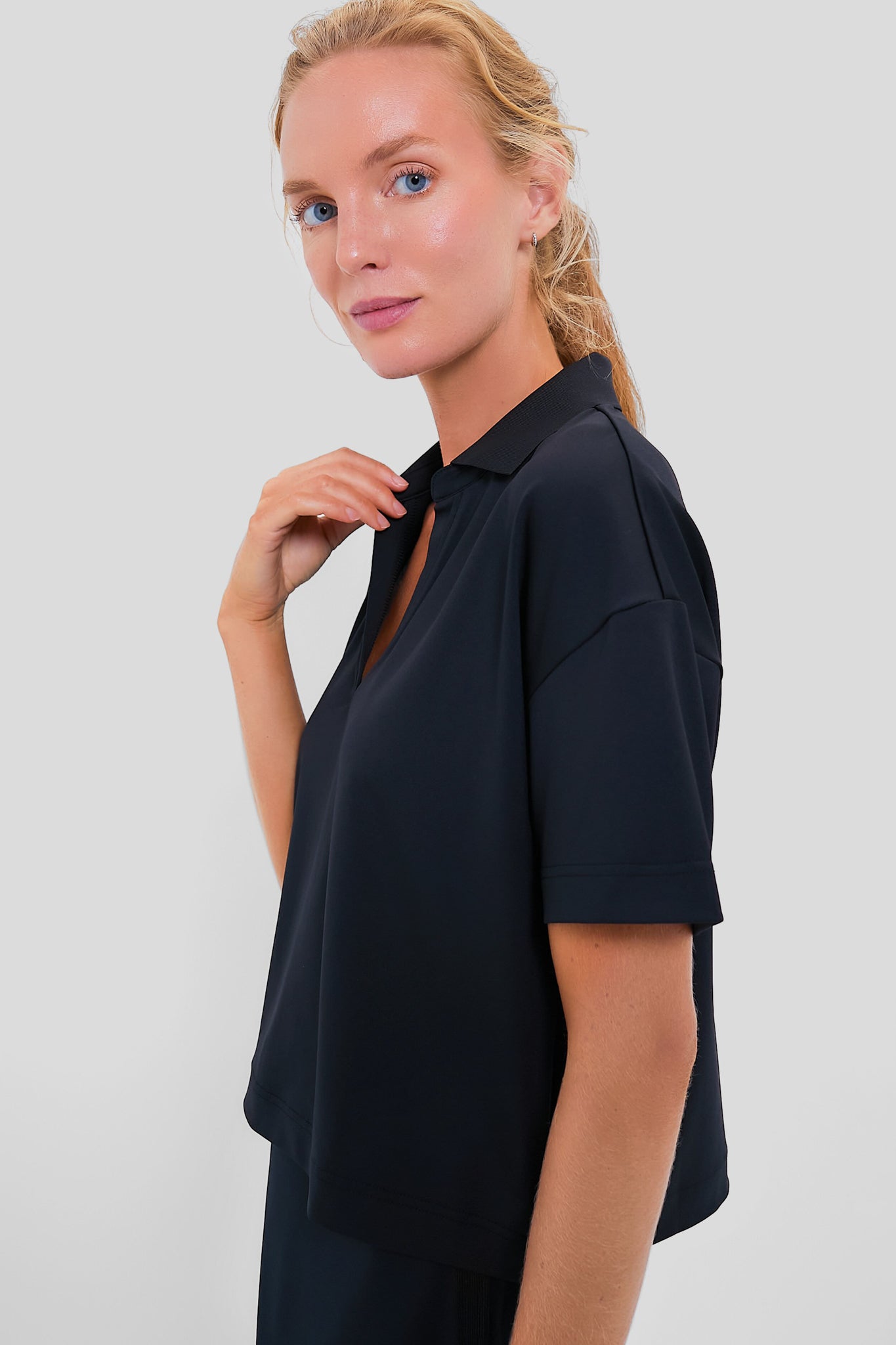 Black Cropped Caroline Polo