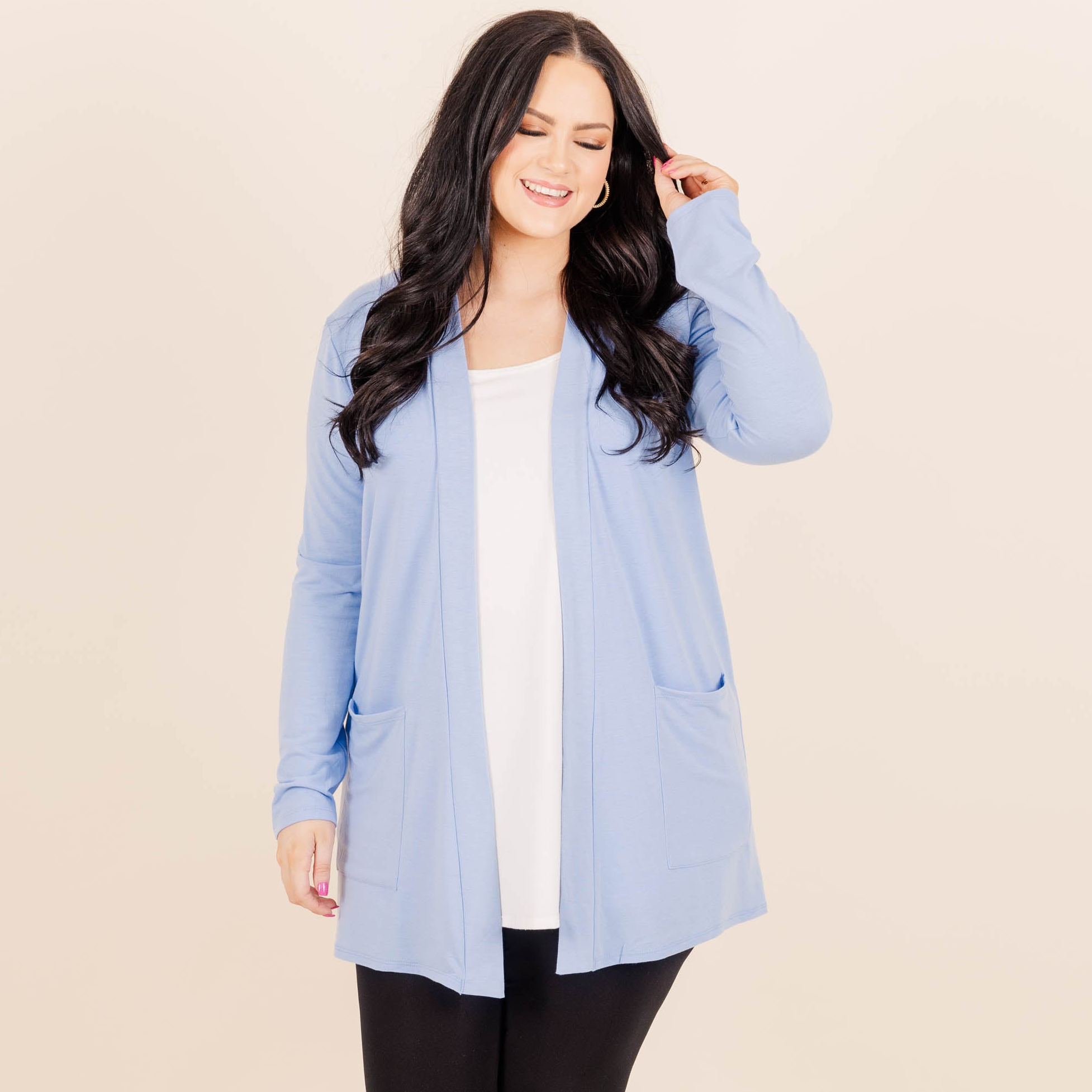 Kindness And Compassion Cardigan. Spring Blue