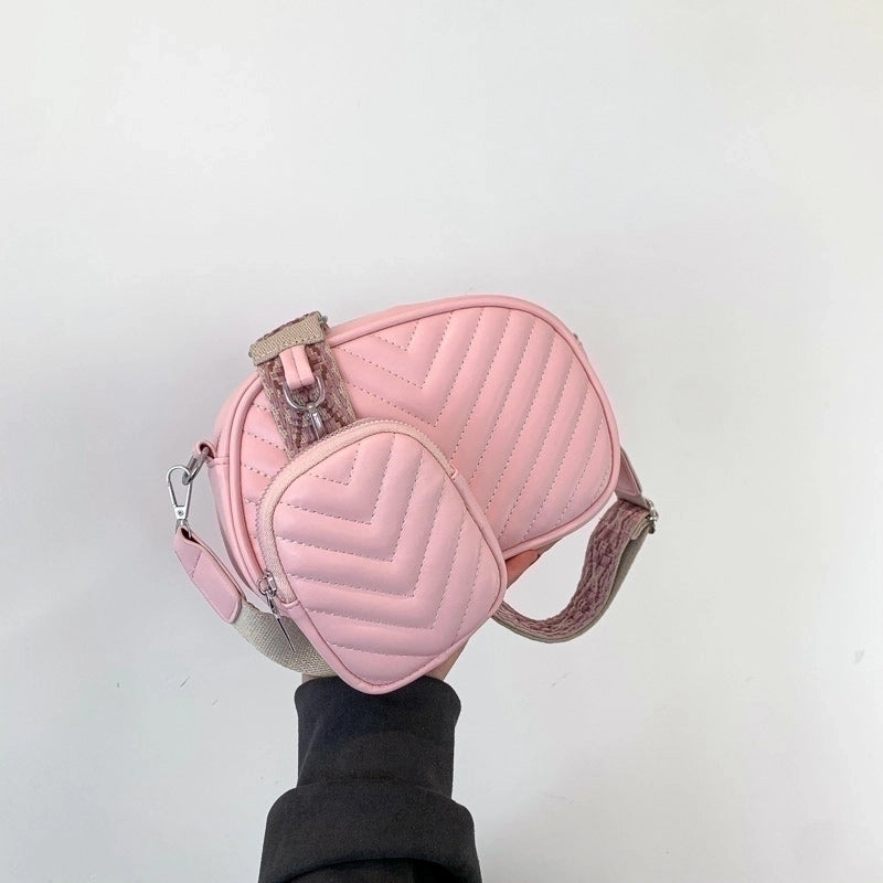Women's Small Pu Leather Solid Color Basic Zipper Shoulder Bag Bag Sets