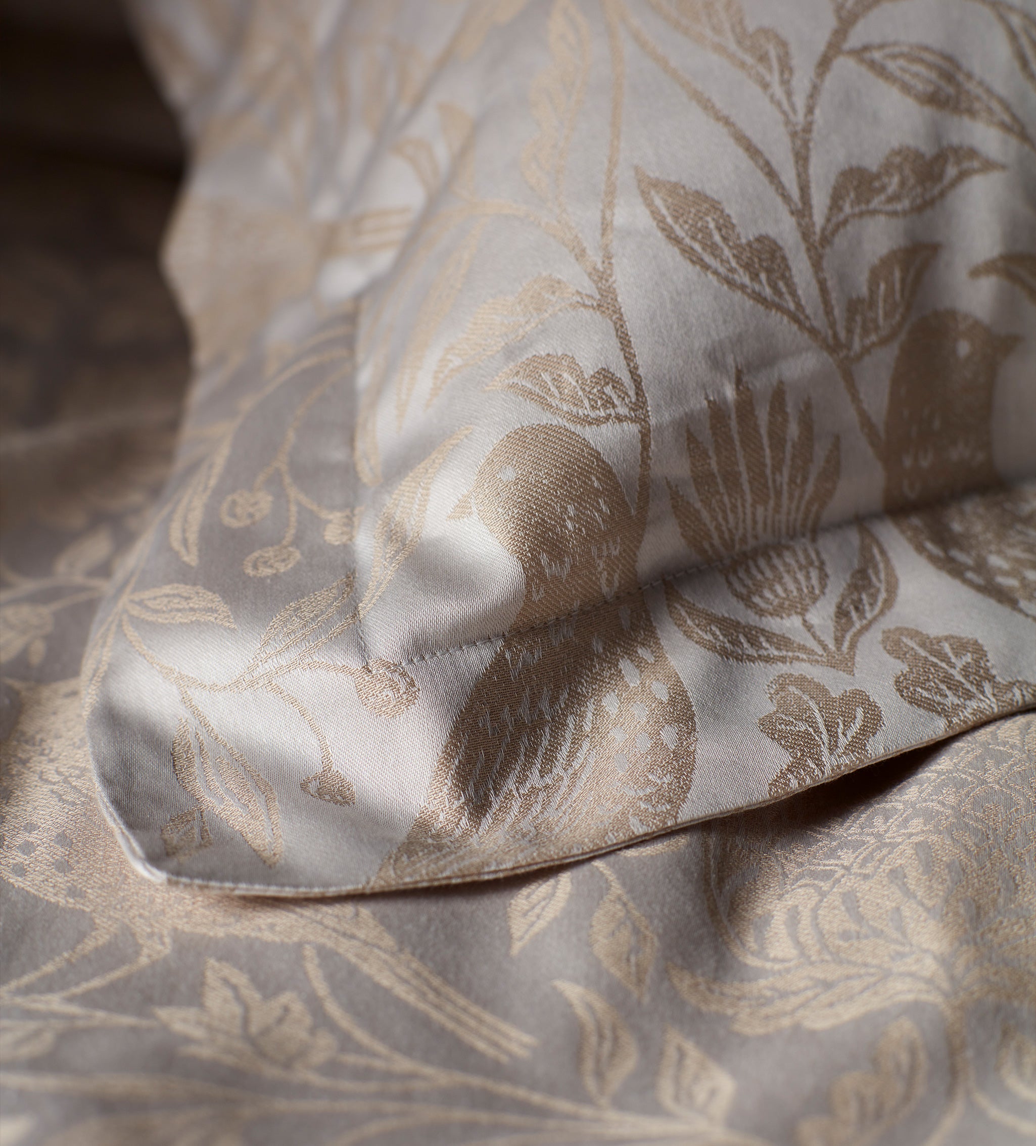 Natural Birdie Jacquard 100% Cotton Pillowcase