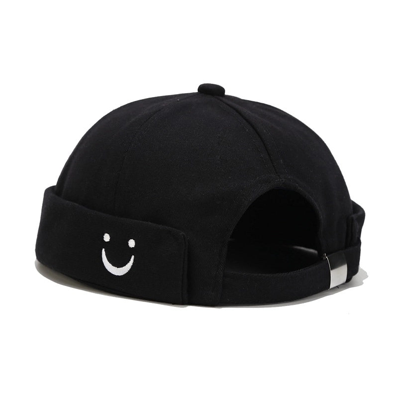 Unisex Minimalist Smile Face Embroidery Eaveless Beanie Hat