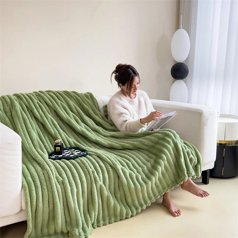 Short Velvet Rabbit Fur Blanket Thickened Light Luxury Blanket Office Nap Blanket Sofa Blanket Coral Velvet Flannel Bed