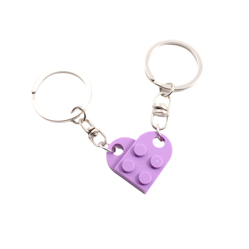 Cute Heart Shape Matching Brick Keychain For Couples