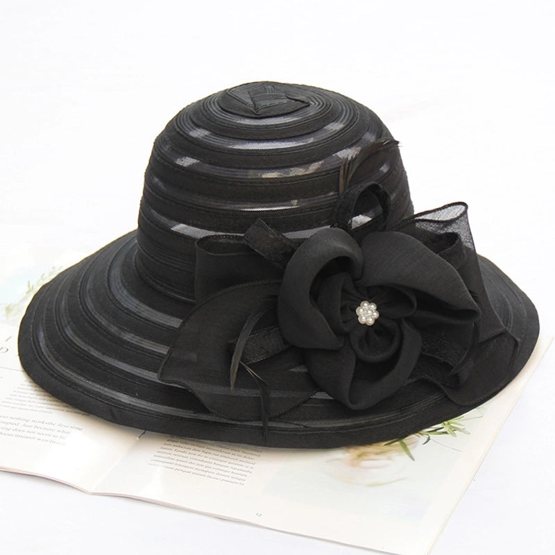 Women's Fashion Solid Color Flowers Flat Eaves Sun Hat
