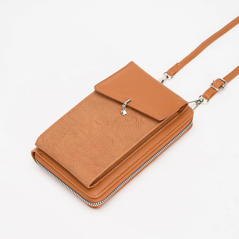 Women's Small Pu Leather Solid Color Basic Classic Style Square Flip Cover Phone Wallets