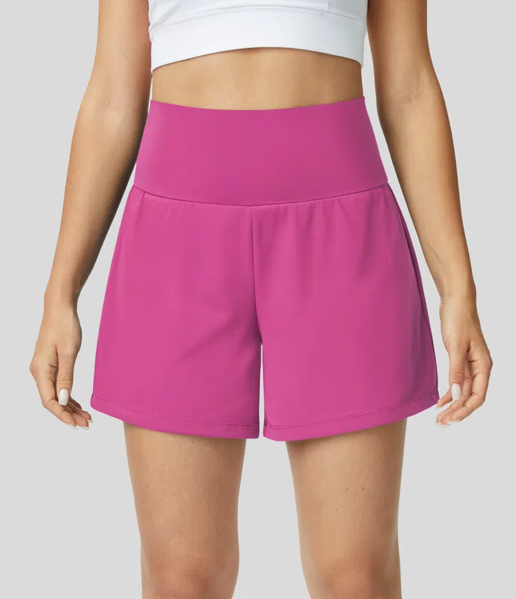 ⚡7 Packs for $24.98⚡Super High Waisted Back Pocket & Side Hidden Pocket 2-in-1 Yoga Shorts, 7/14 Color Sets