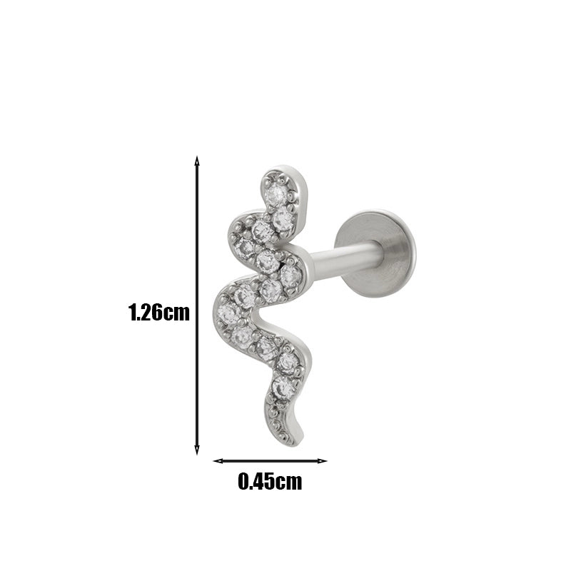 1 Piece Lip Rings Minimalist Heart Shape Flower Butterfly 316L Stainless Steel  Copper Plating Inlay Zircon