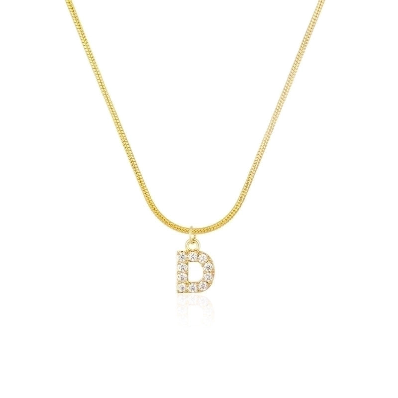 304 Stainless Steel Copper Classic Style Inlay Letter Zircon Pendant Necklace