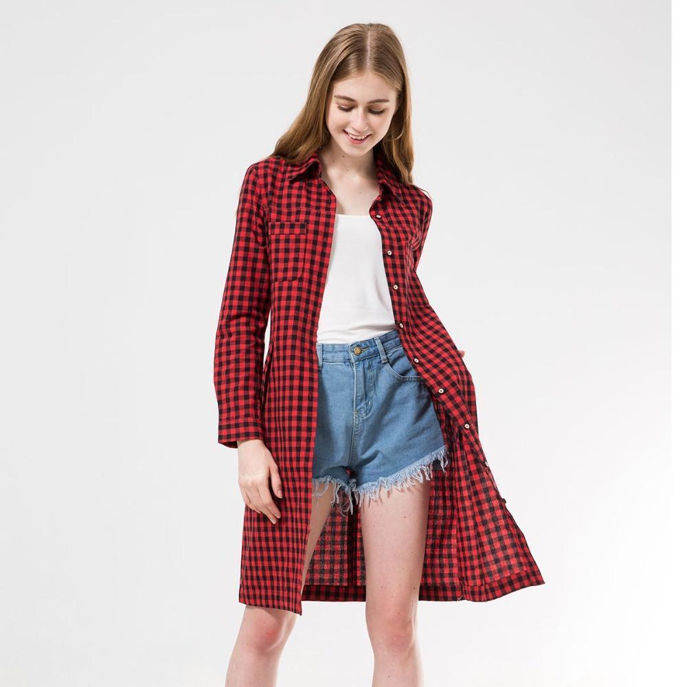 Long Plaid Shirt Dress