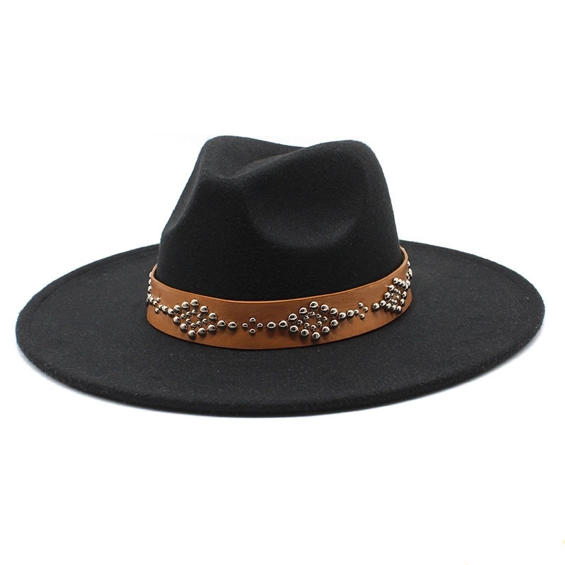 Autumn And Winter Wool Big Brim Jazz Hat Men's And Women's Fashion Casual 9.5cm Big Edge Jazz Hat Felt Hat