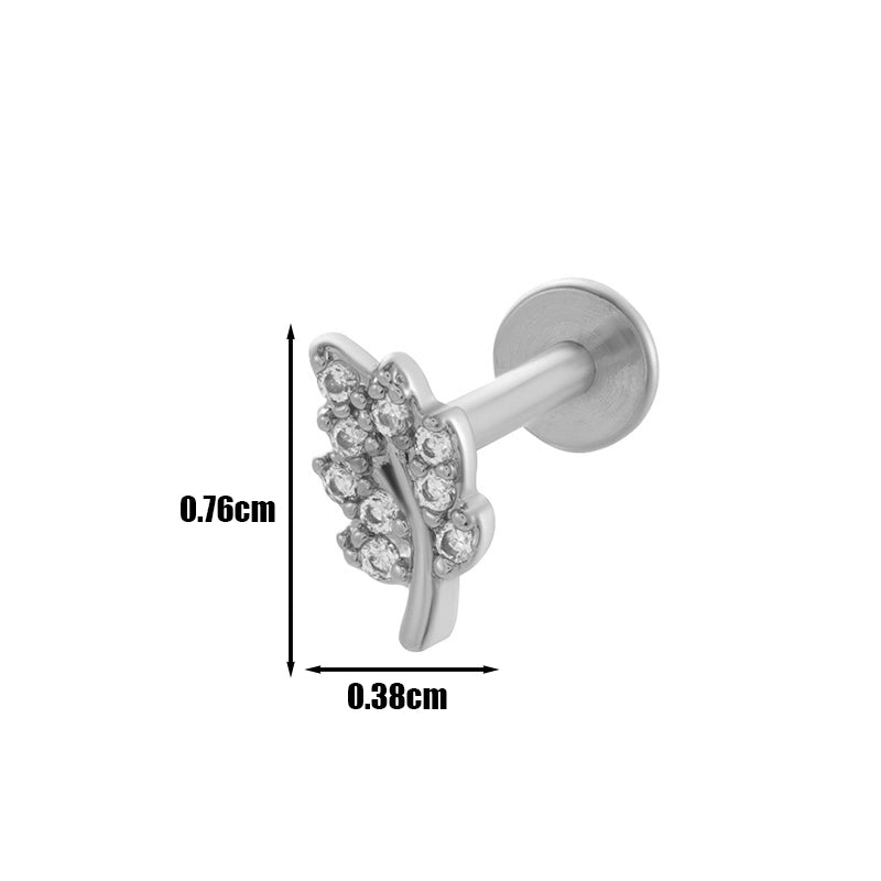 1 Piece Lip Rings Cool Style Pentagram Flower Butterfly 316L Stainless Steel  Copper Plating Inlay Zircon