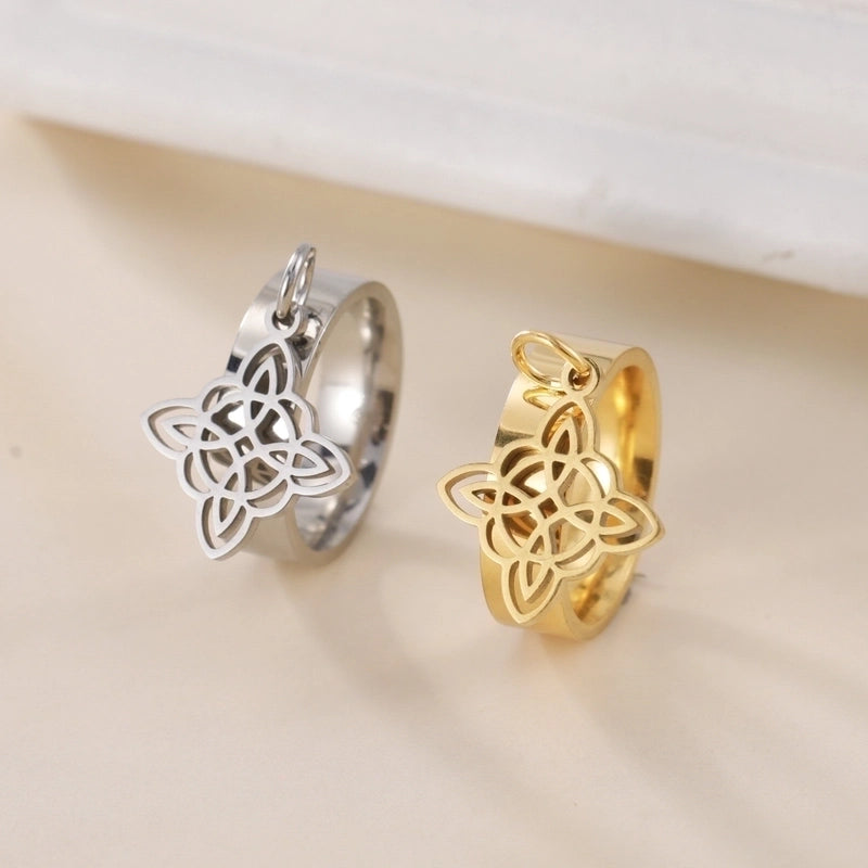 Minimalist Witch Knot Solid Color Titanium Steel Plating Rings