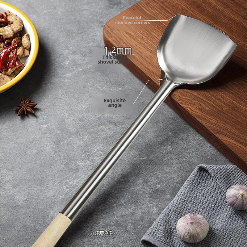 Stainless Steel Spatula Hotel Chef Special Cooking Spoon Home Cooking Spoon Long Handle Large Commercial Porridge Spoon Serving Spoon