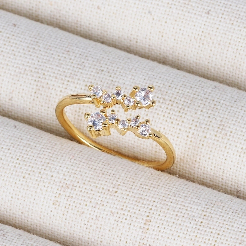 Copper 18K Gold Plated Inlay Geometric Zircon Open Rings