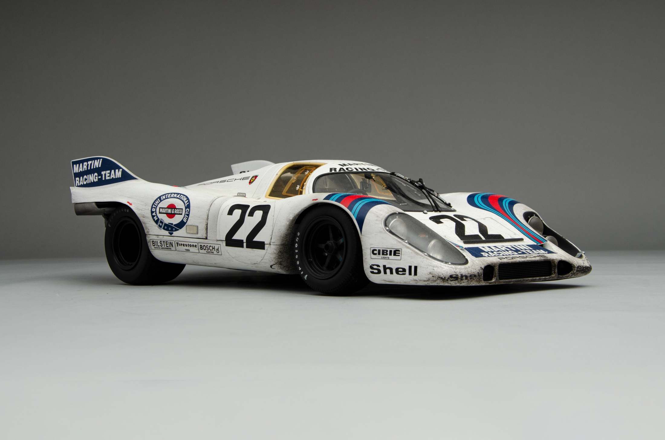 Porsche 917 KH - Ganador de Le Mans 1971 - Decoración Martini - Carrera desgastada