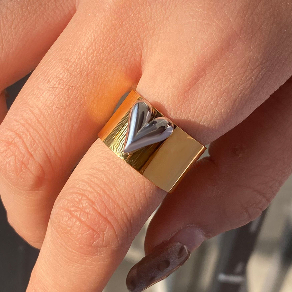 Love Heart Titanium Steel Ring Jewelry Rings Stainless Steel