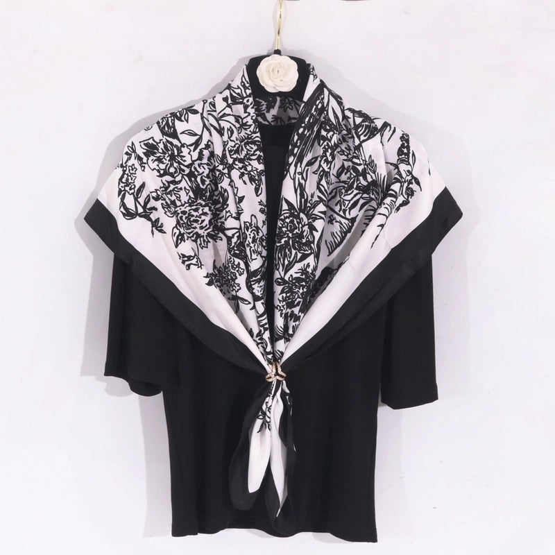 Women's Classic Style Color Block Polyester Shawl
