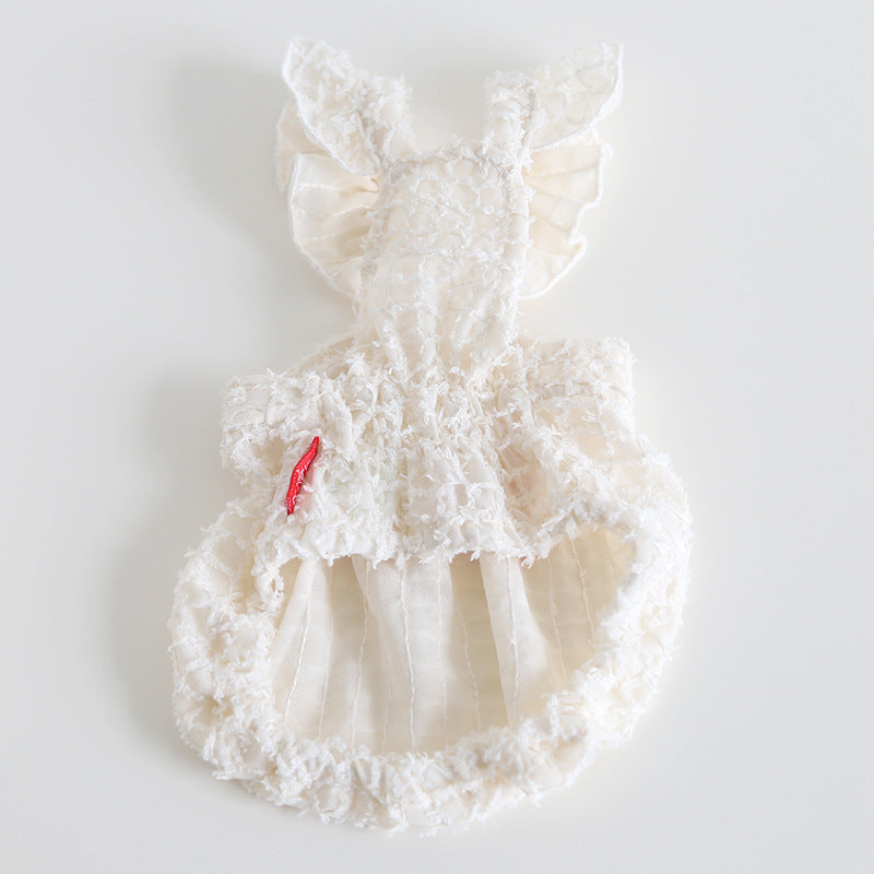 Sweet Embroidery Flower Dog Dress/Hat