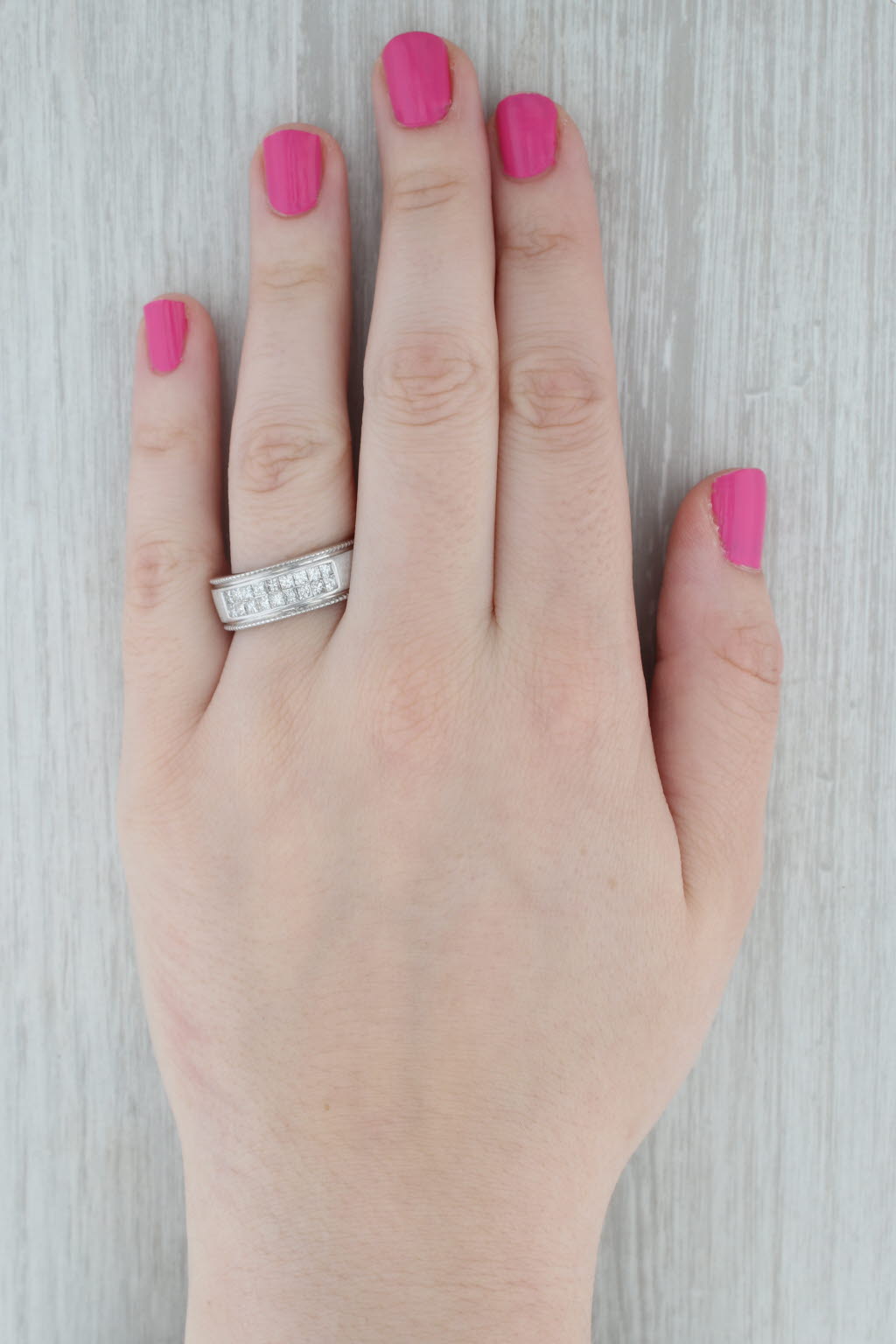 0.90ctw Diamond Men's Ring 10k White Gold Size 10 Wedding Band