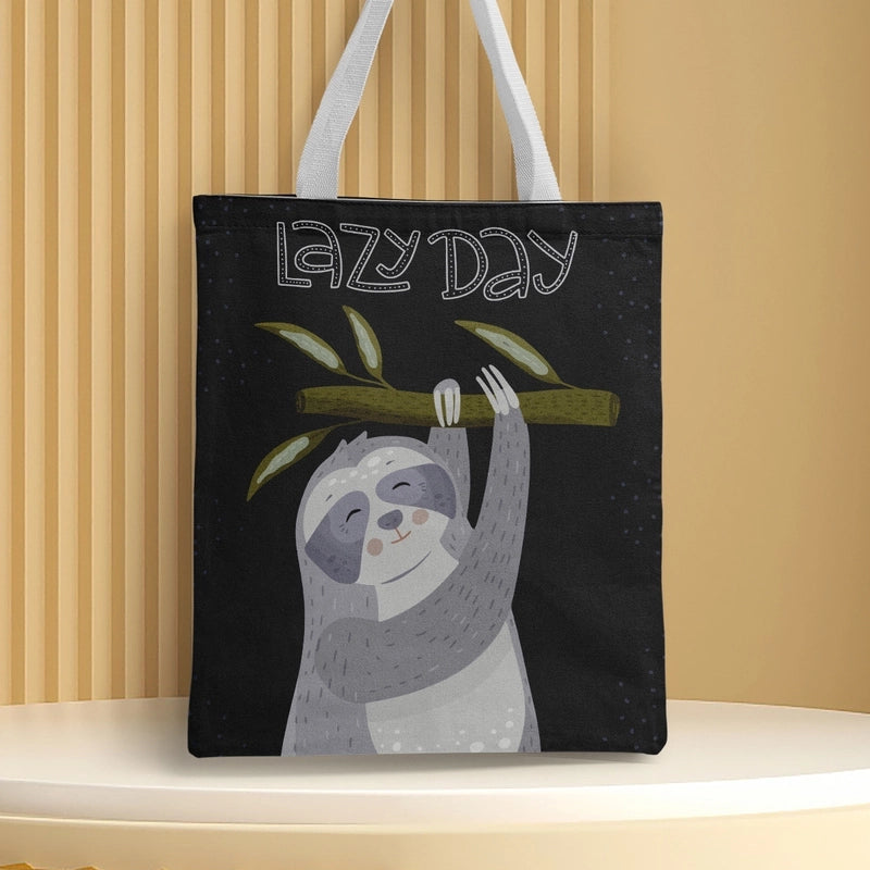 Women's Medium Canvas Animal Basic Classic Style Square Open Canvas Bag