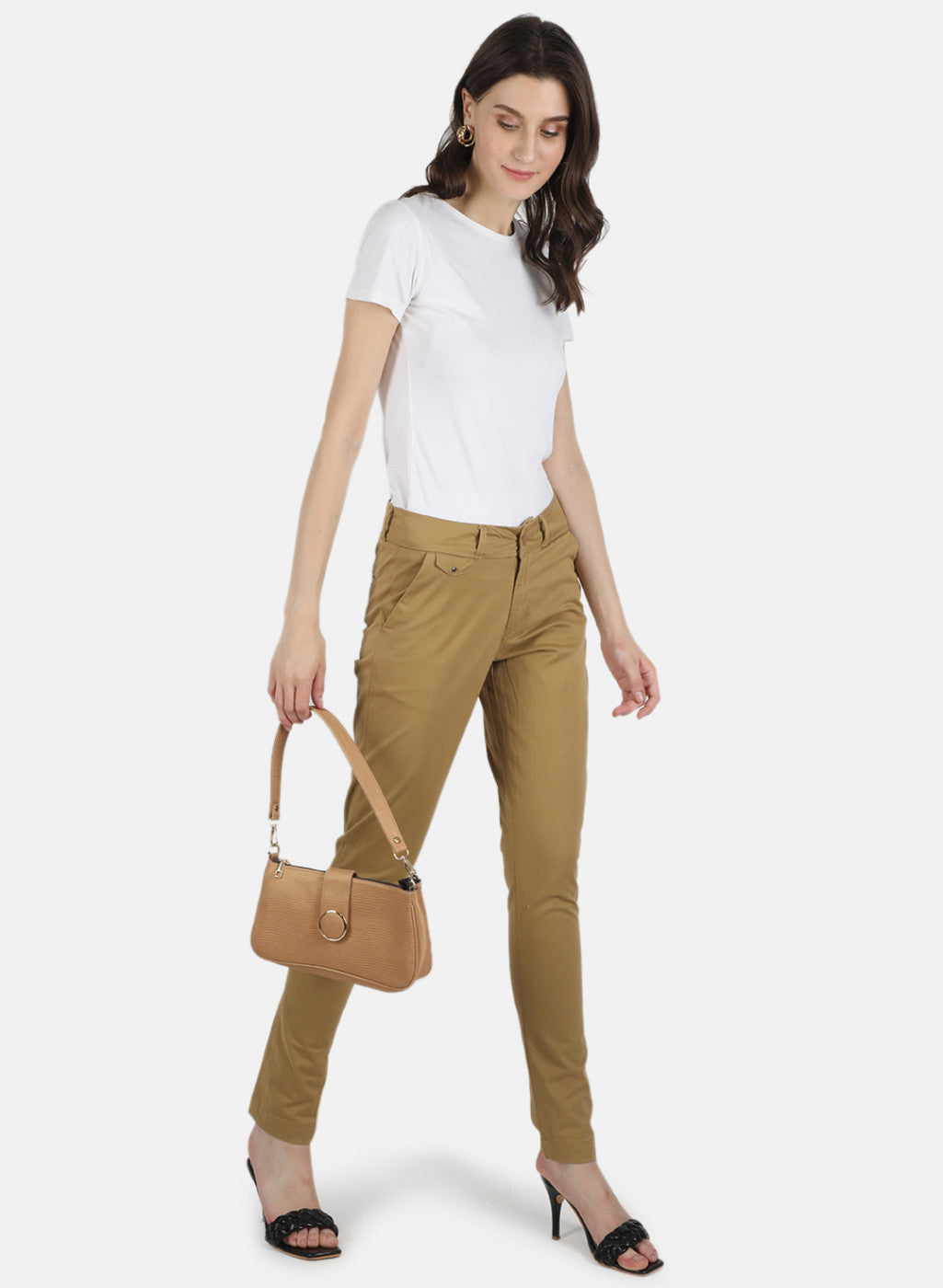 Women Khaki Slim Fit Trouser