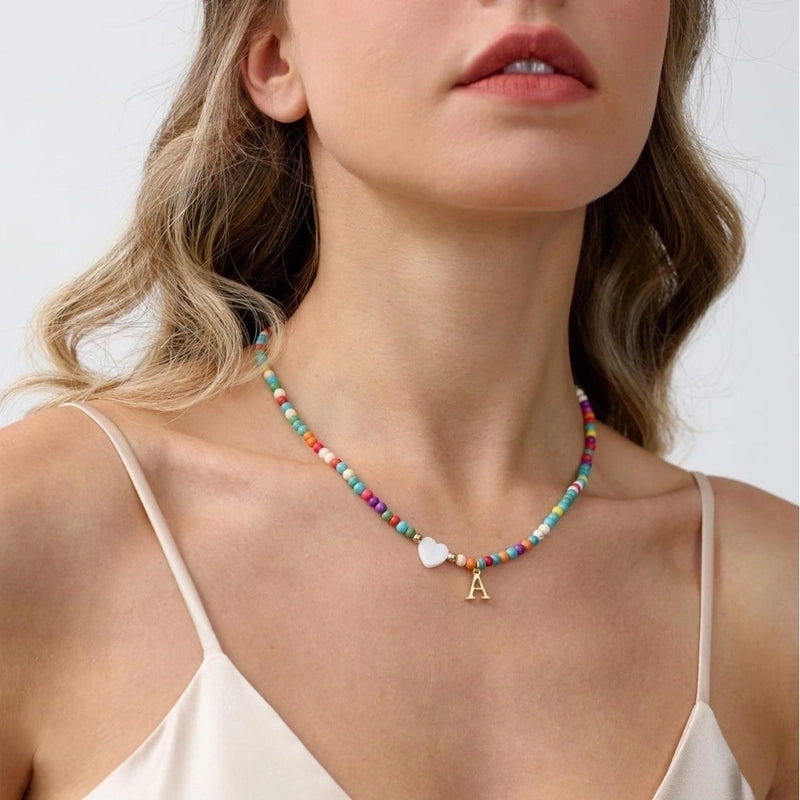 Cute Geometric 304 Stainless Steel Beaded Chain Pendant Necklace