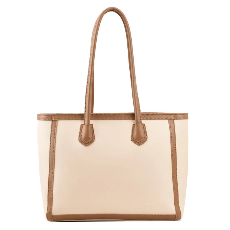 Women's Large Pu Leather Color Block Solid Color Streetwear Square Zipper Tote Bag