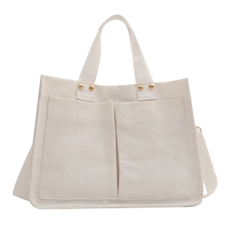 Women's Canvas Solid Color Classic Style Square Zipper Shoulder Bag