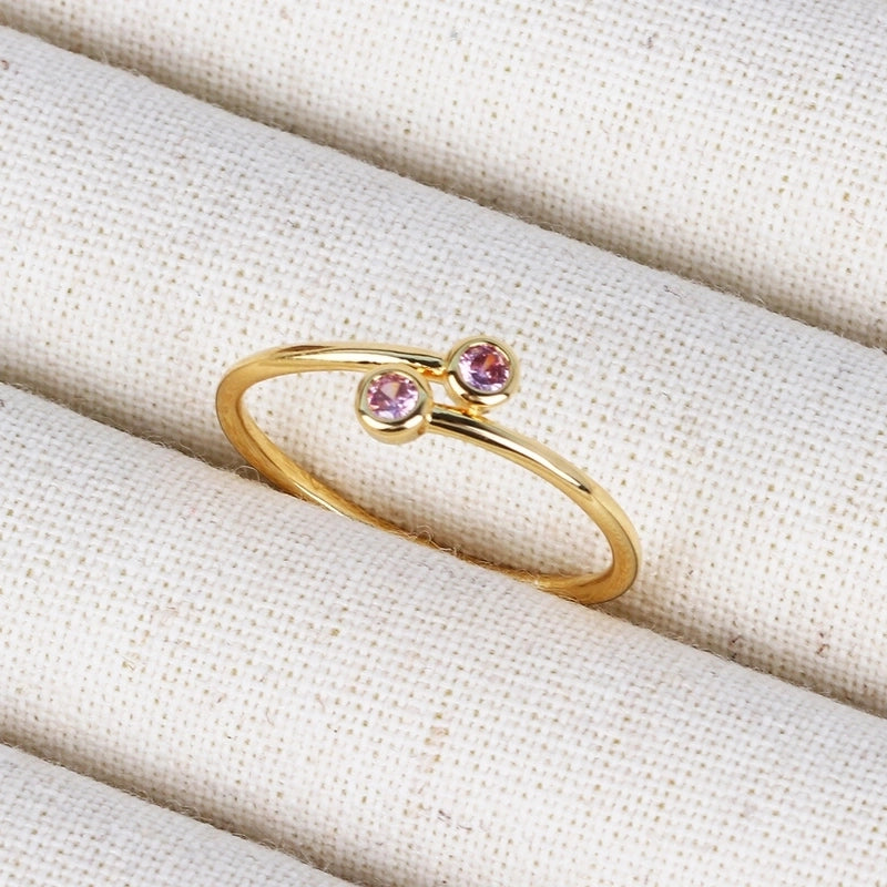 Copper 18K Gold Plated Inlay Geometric Zircon Open Rings