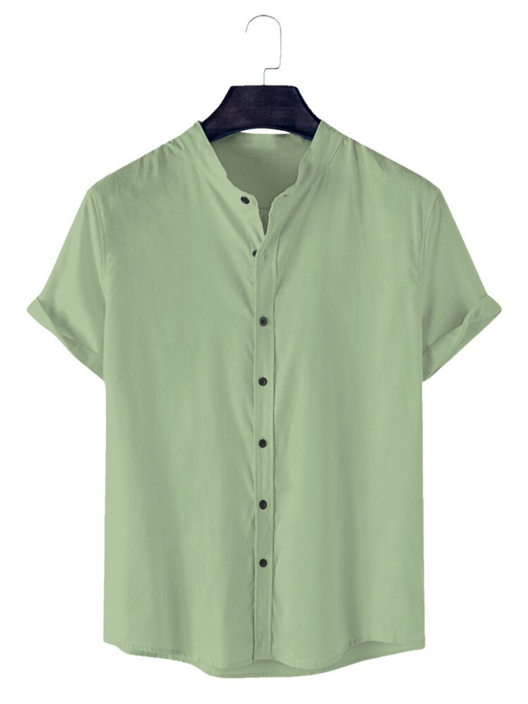 FADED GREEN COLOR PLAIN COTTON MEN SHIRT